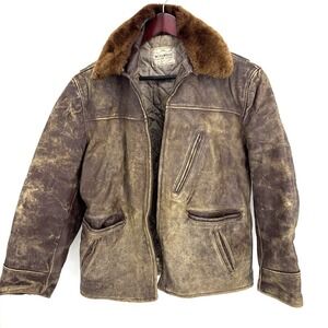 Vintage 1950s Windward Horsehide Shearling Barn Stormer Bomber Jacket AS IS READ